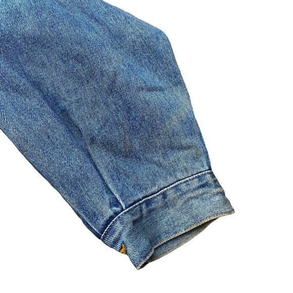 Eddie Bauer Men's Sz M Medium Plaid Flannel Lined Denim Trucker Jacket Coat Vntg - Picture 7 of 9